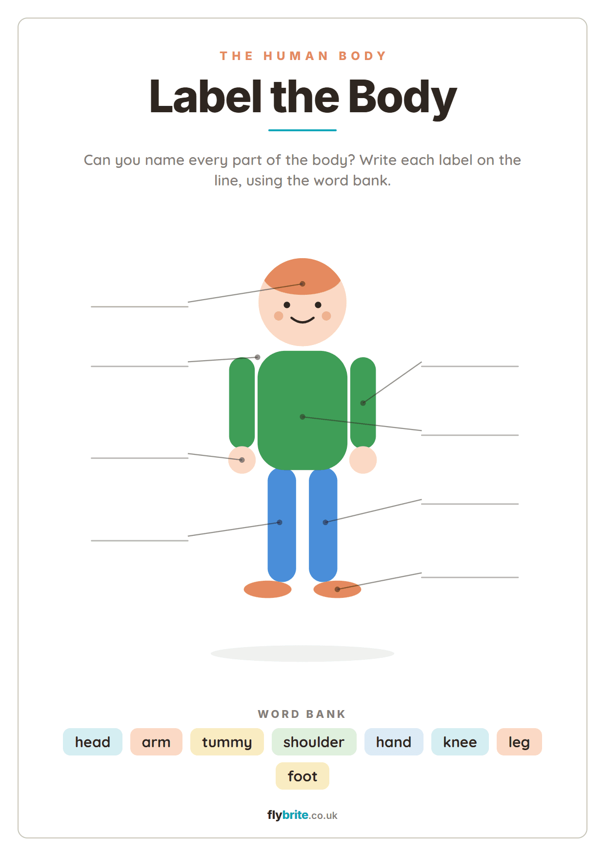Label the Body printable preview