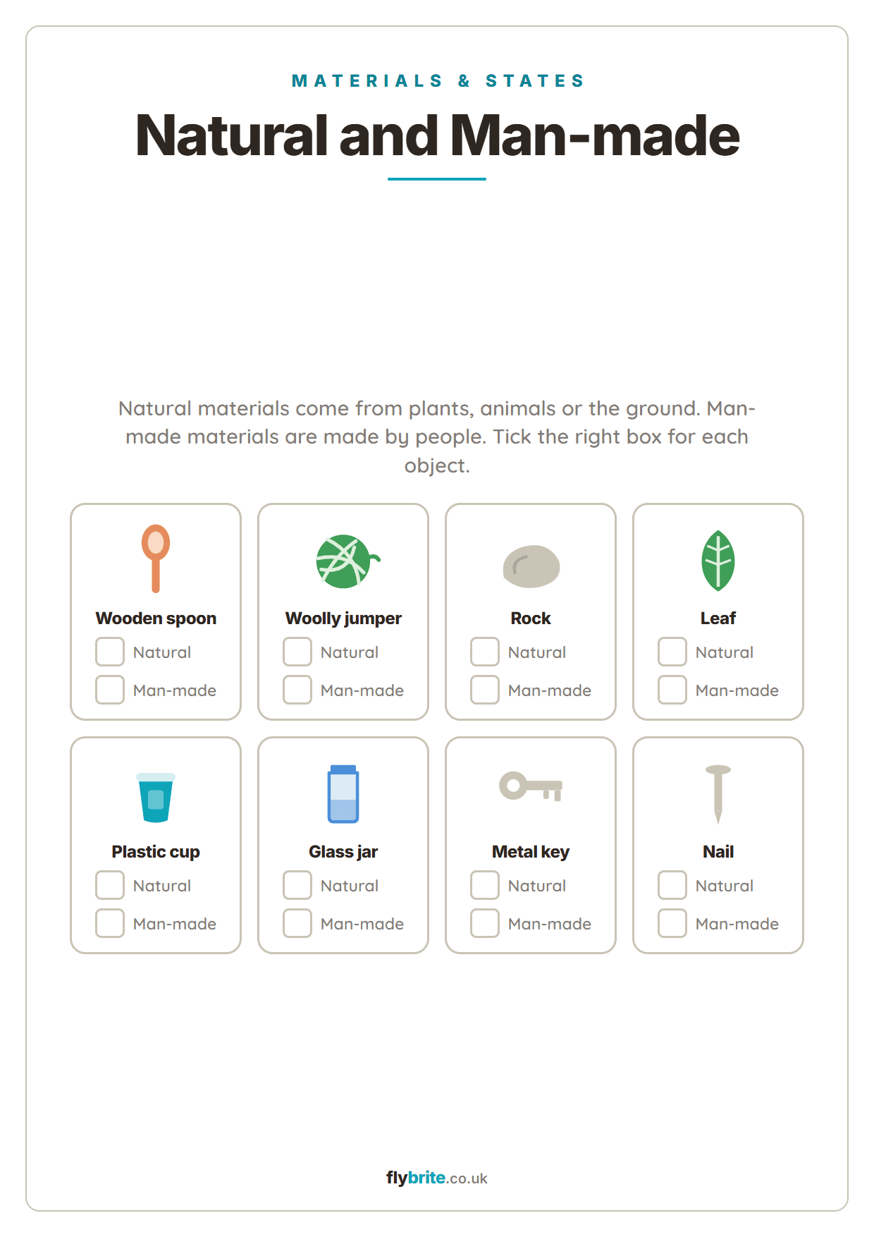 Natural and Man-made printable preview