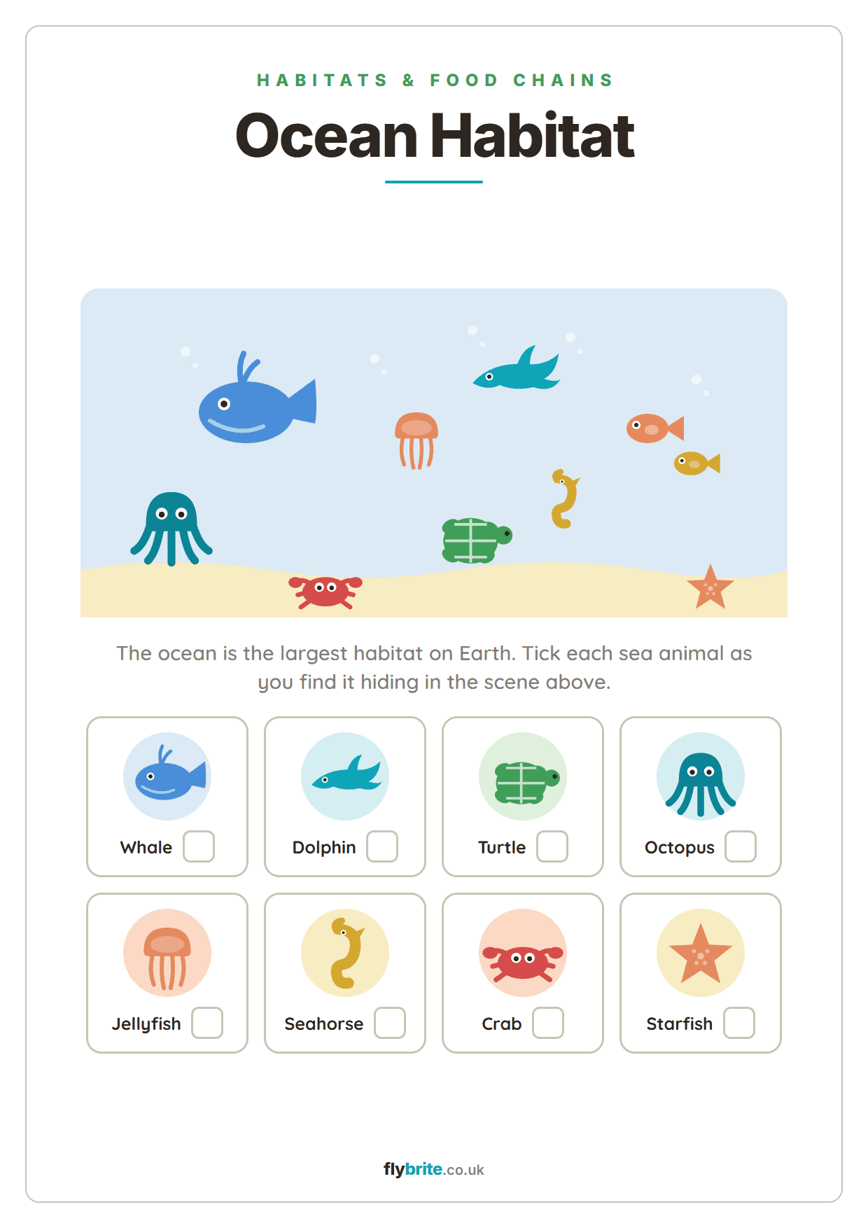 Ocean Habitat printable preview