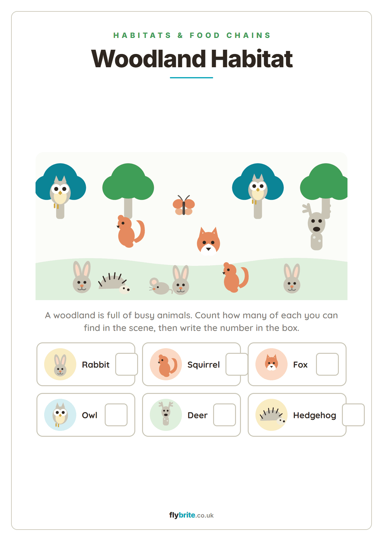 Woodland Habitat printable preview