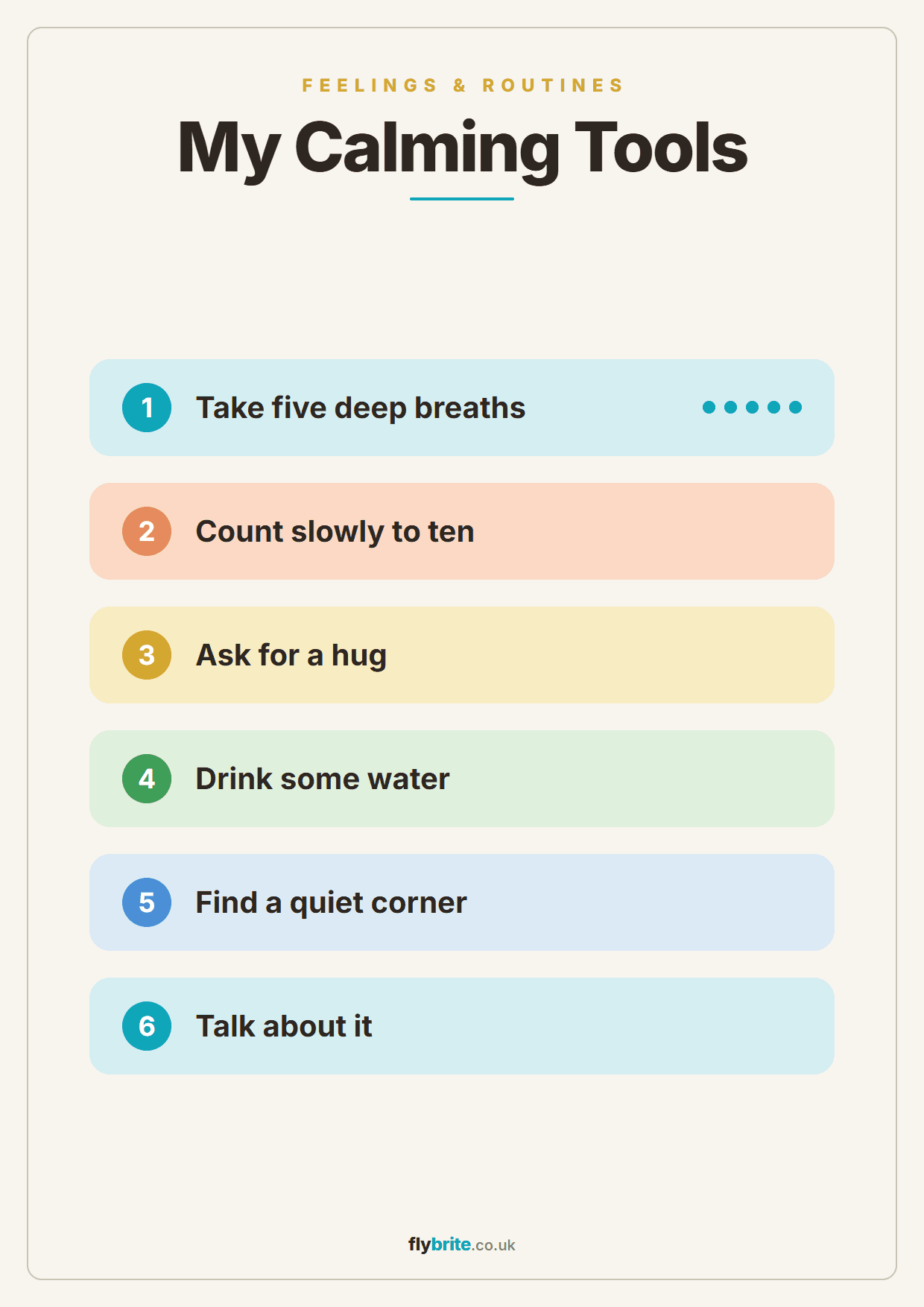My Calming Tools printable preview