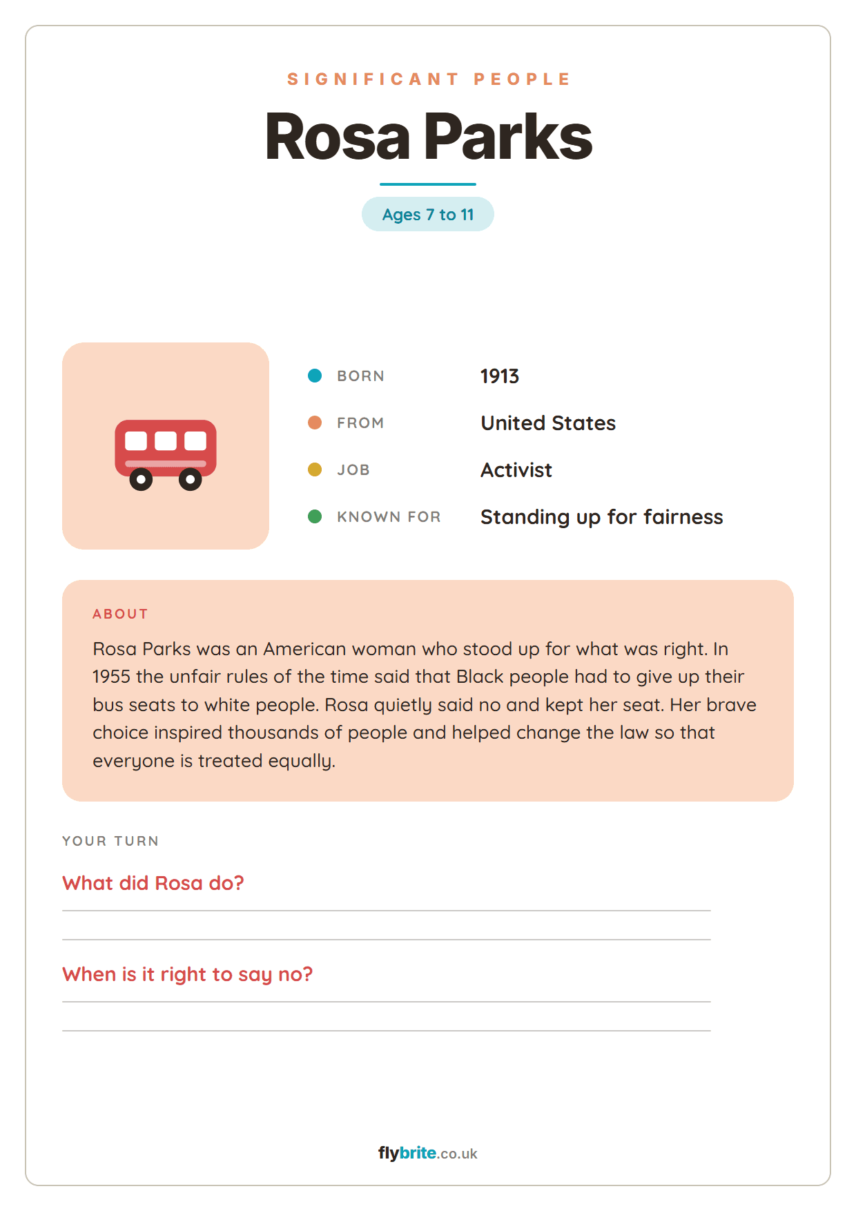 Rosa Parks printable preview