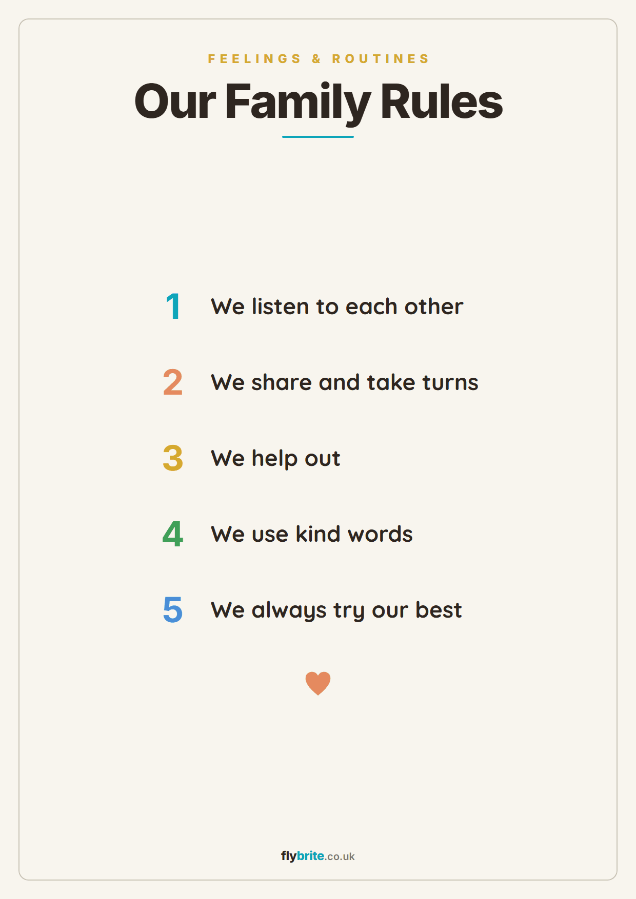 Our Family Rules printable preview