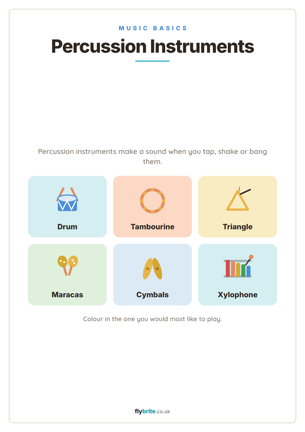 Percussion Instruments printable preview