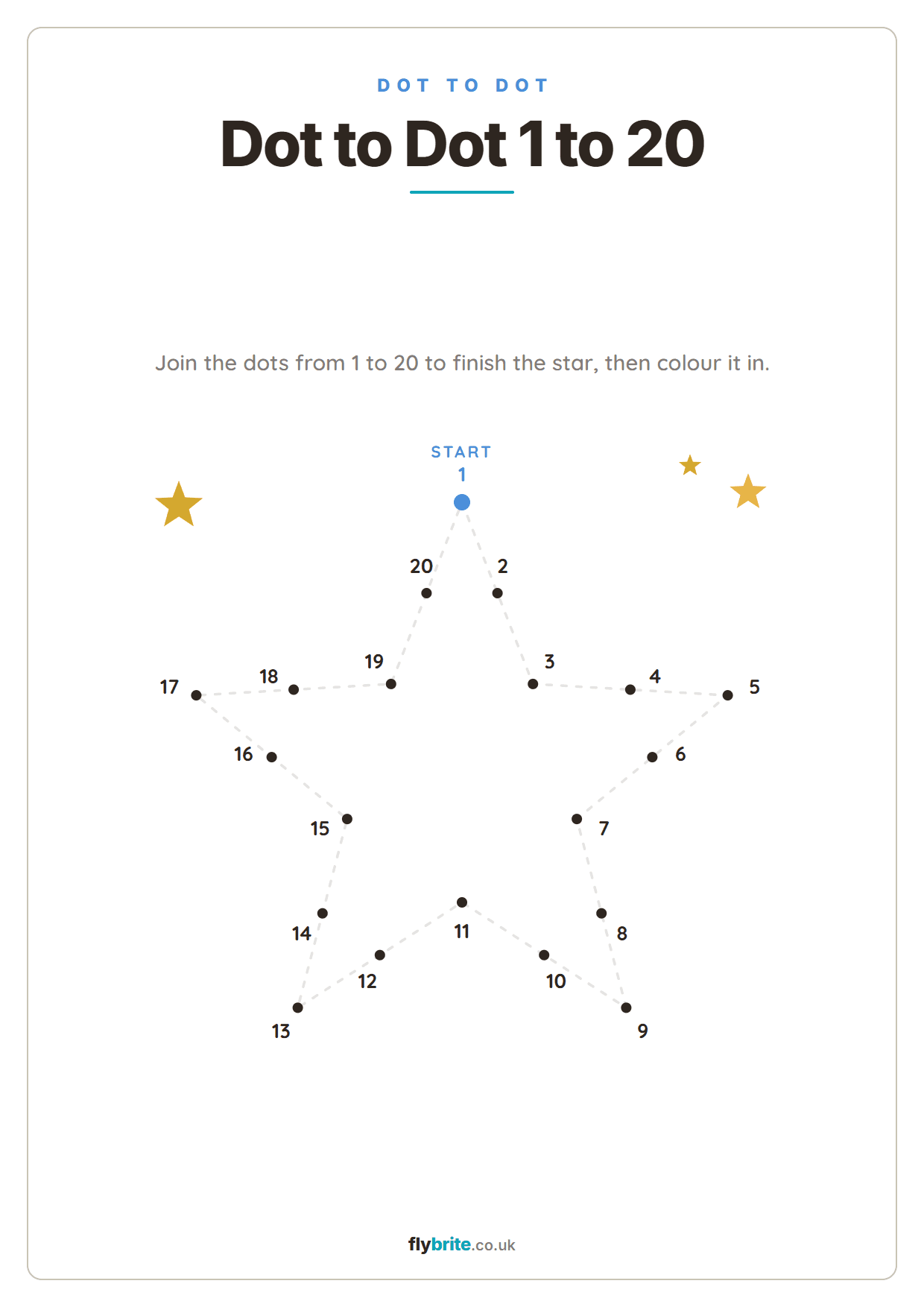 Dot to Dot 1 to 20 printable preview