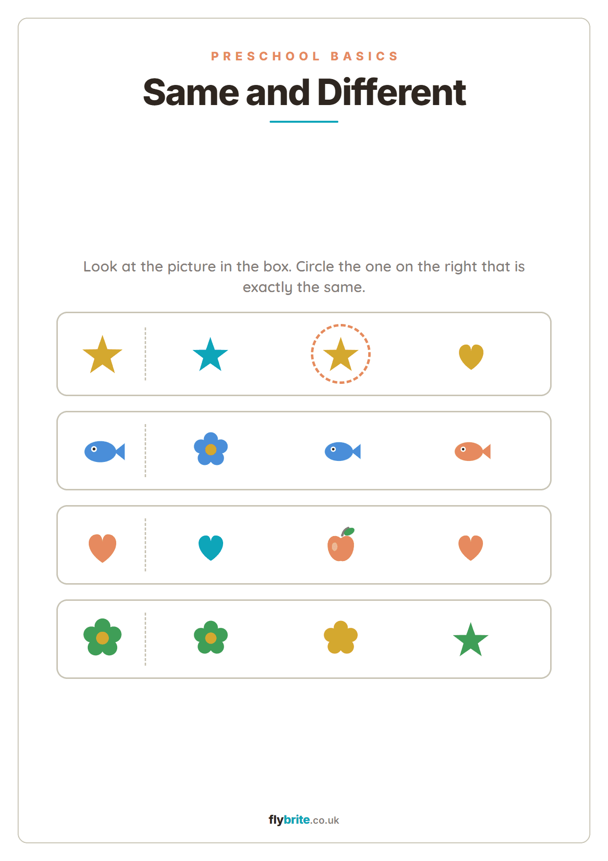 Same and Different printable preview