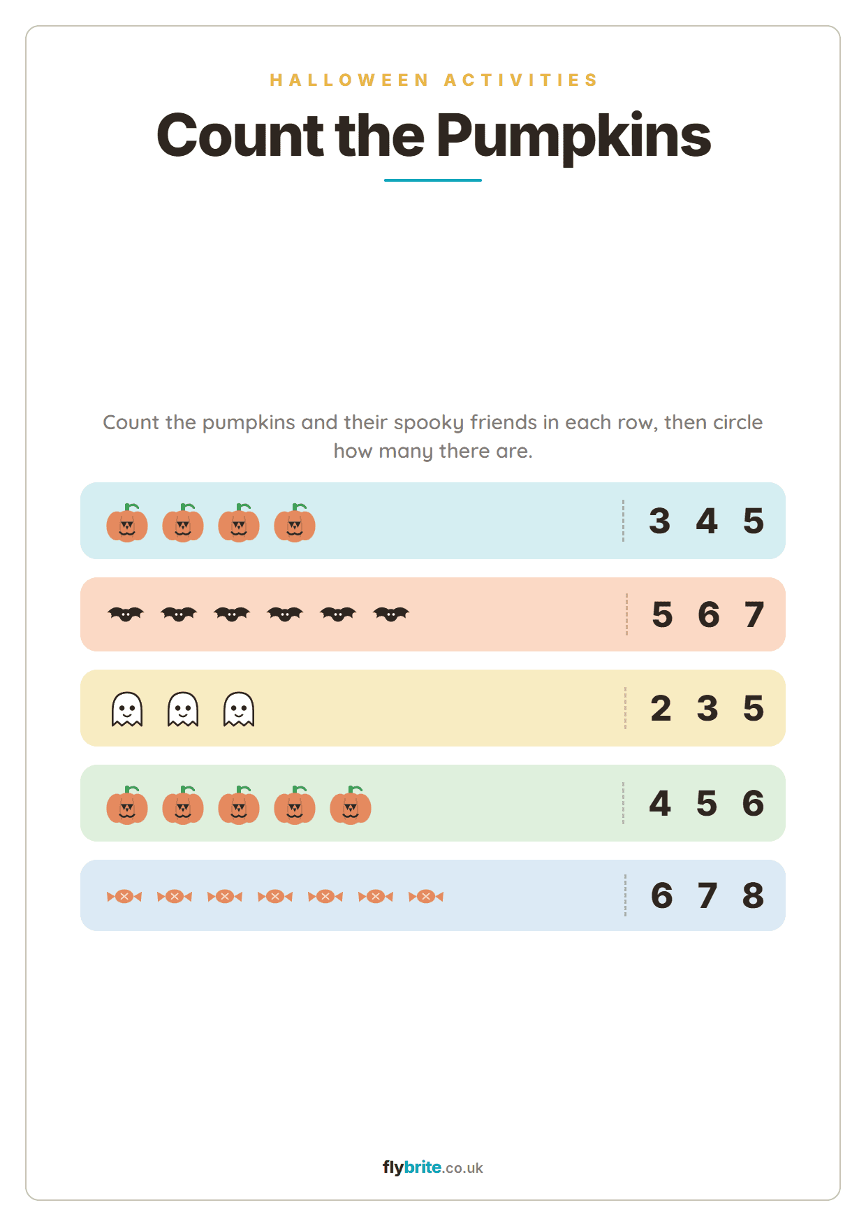 Count the Pumpkins printable preview