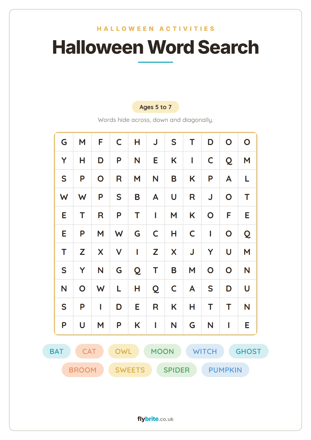 Halloween Word Search printable preview