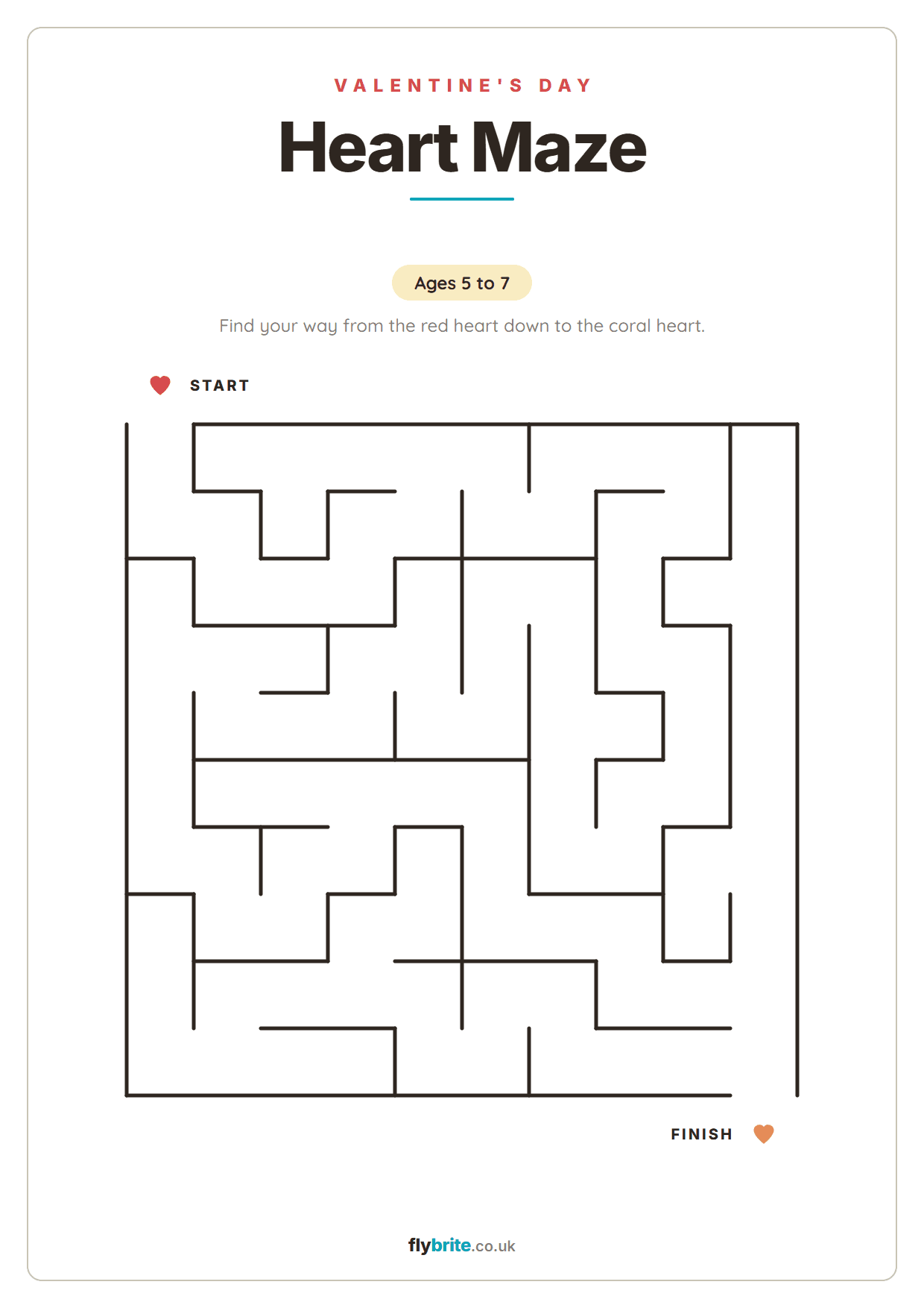 Heart Maze printable preview