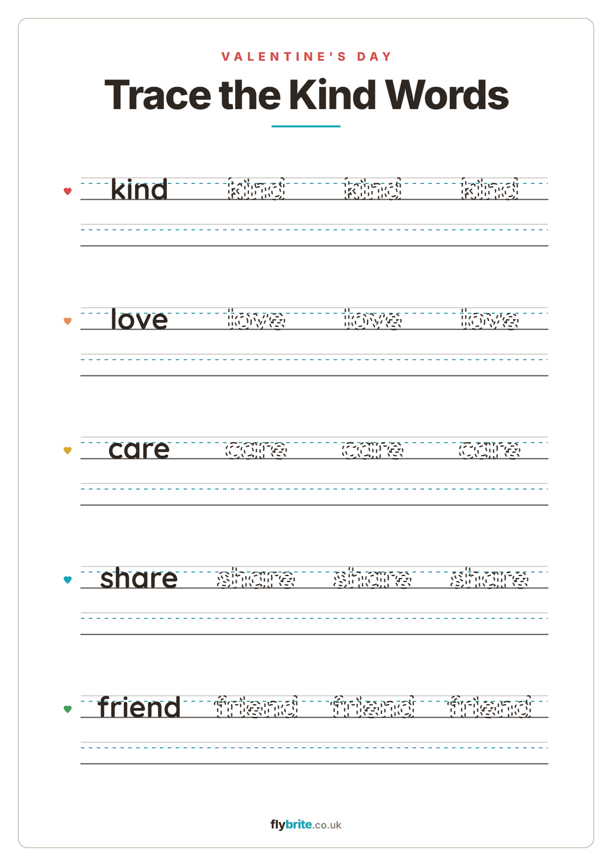 Trace the Kind Words printable preview
