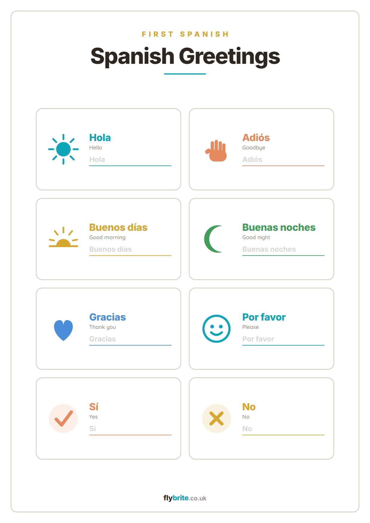 Spanish Greetings printable preview