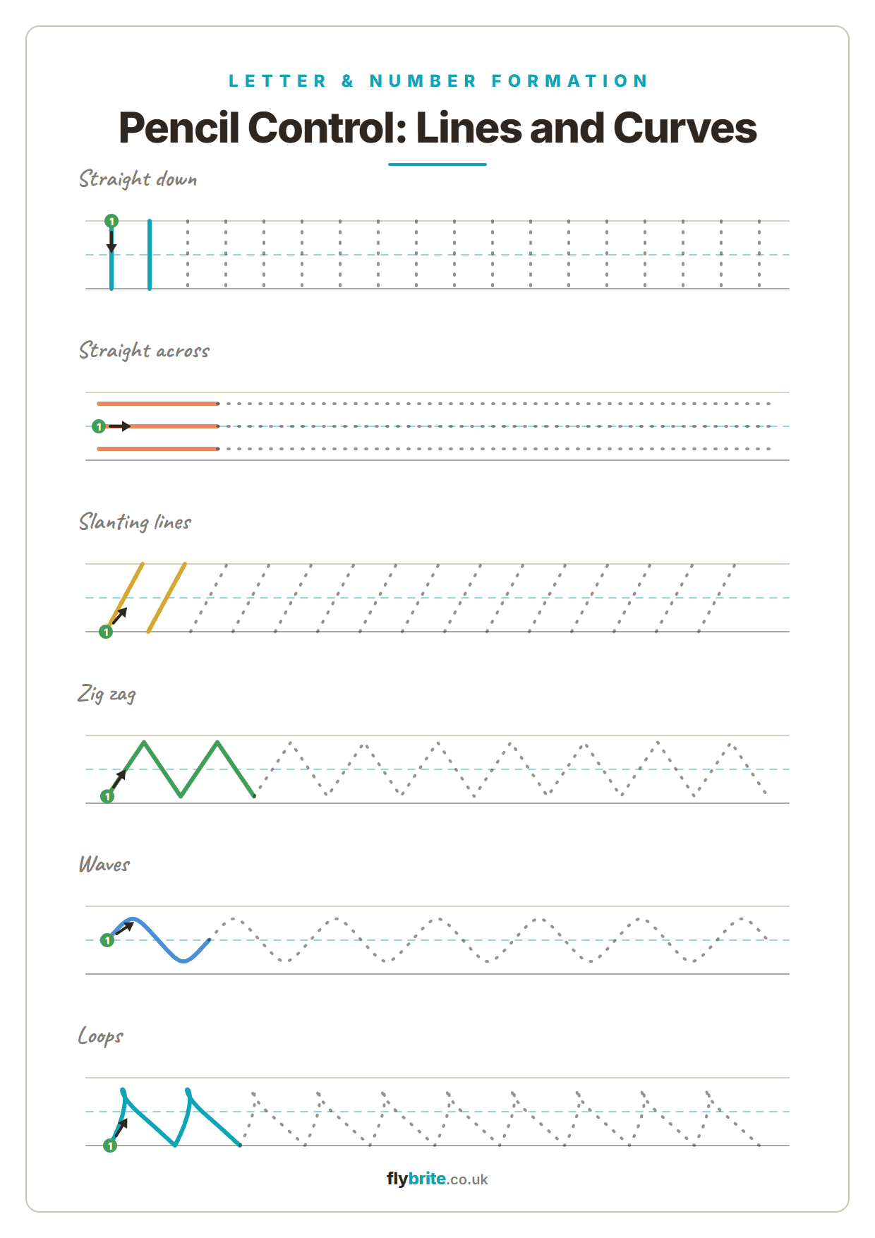 Pencil Control: Lines and Curves printable preview