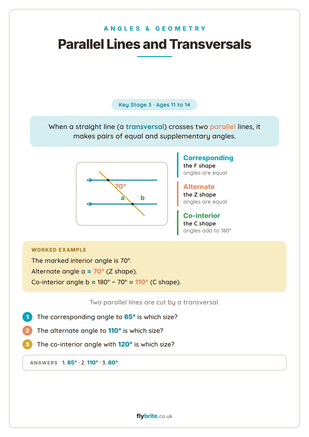 Parallel Lines and Transversals printable preview
