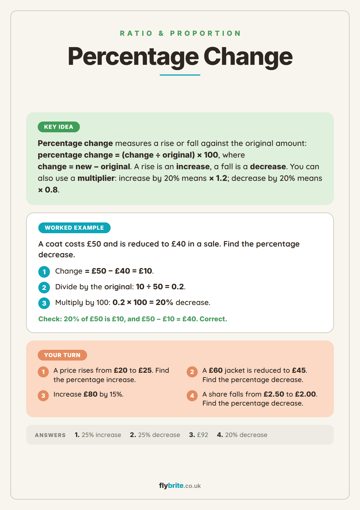 Percentage Change printable preview
