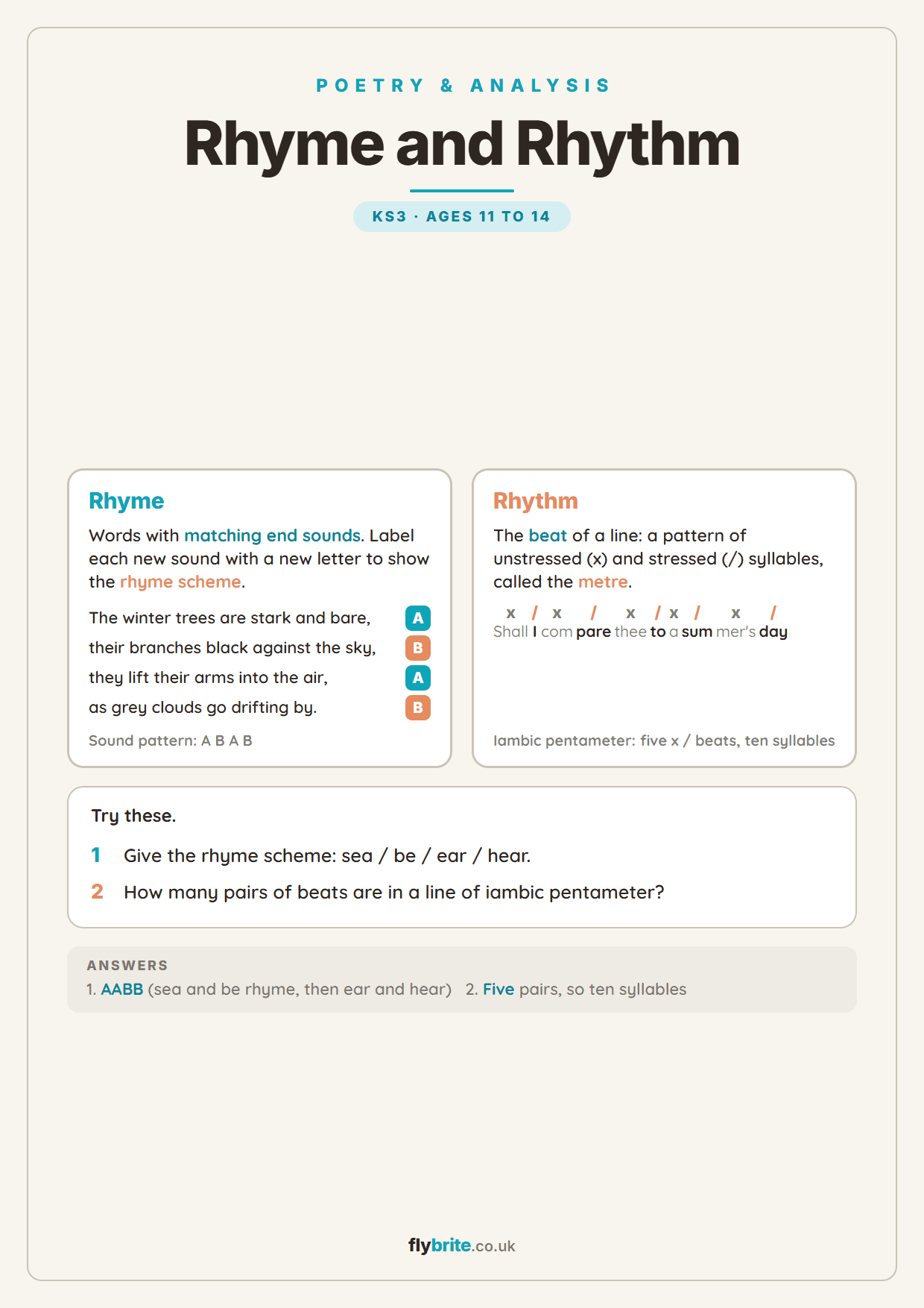 Rhyme and Rhythm printable preview