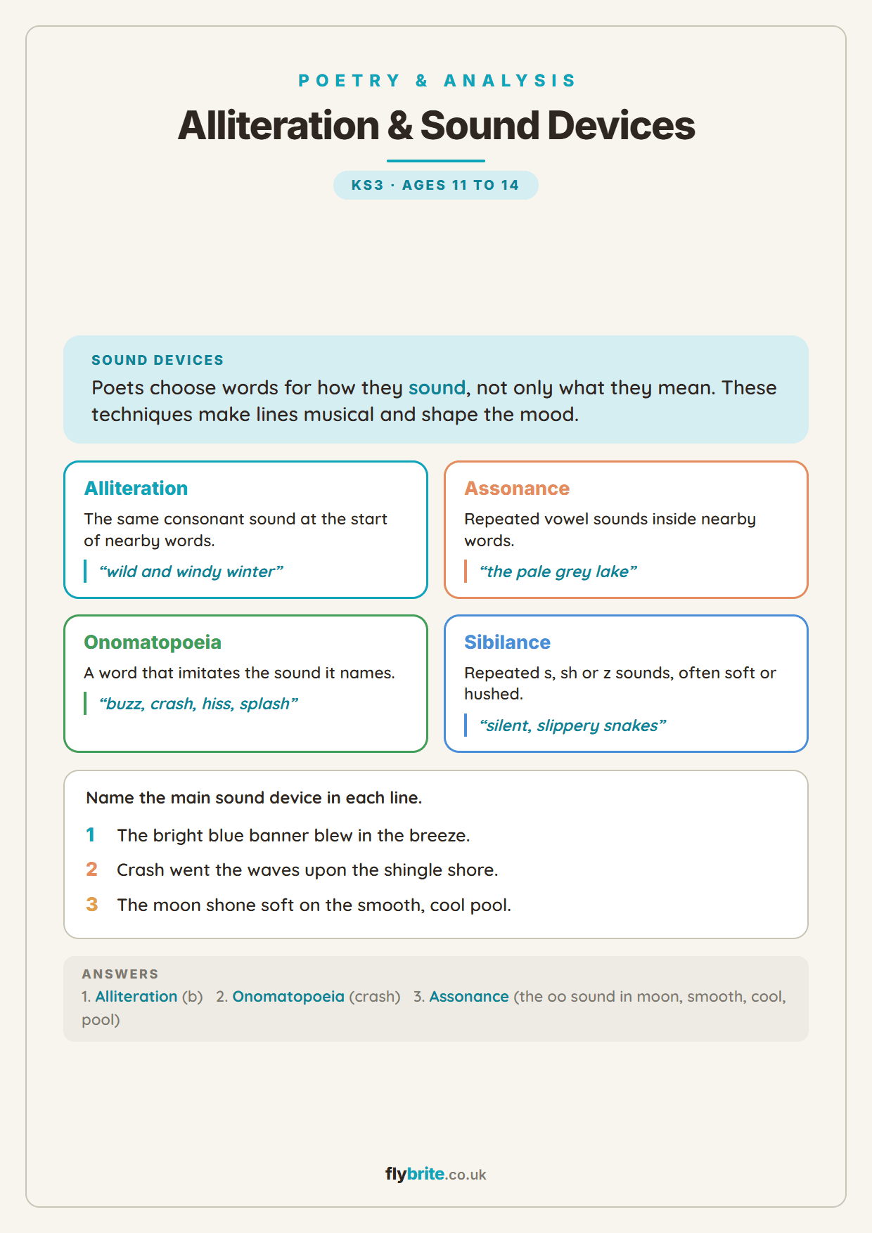 Alliteration and Sound Devices printable preview