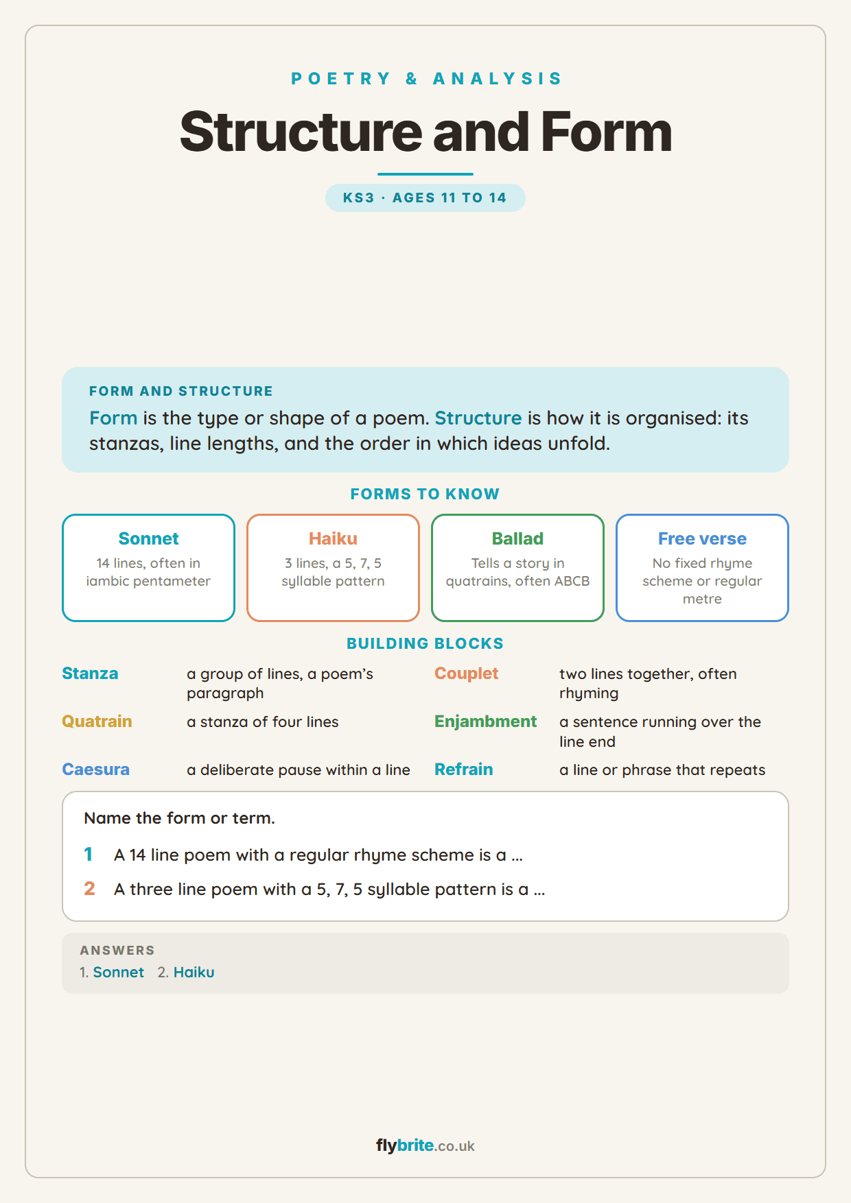 Structure and Form printable preview