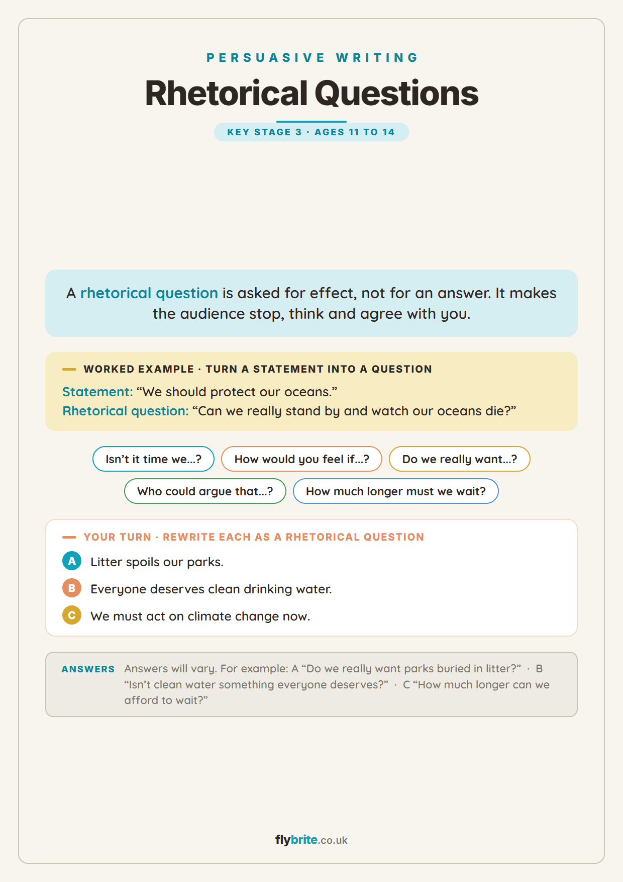 Rhetorical Questions printable preview