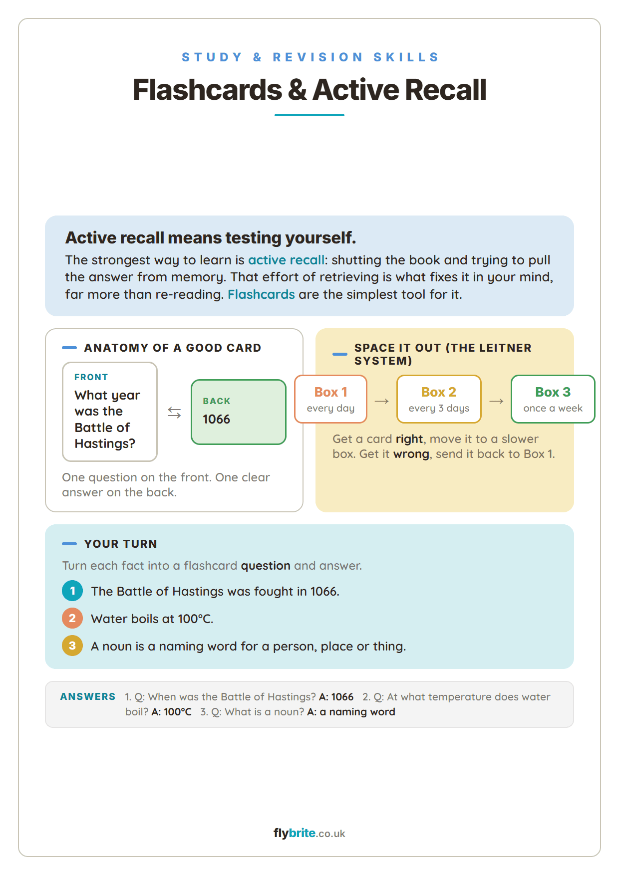 Flashcards & Active Recall printable preview