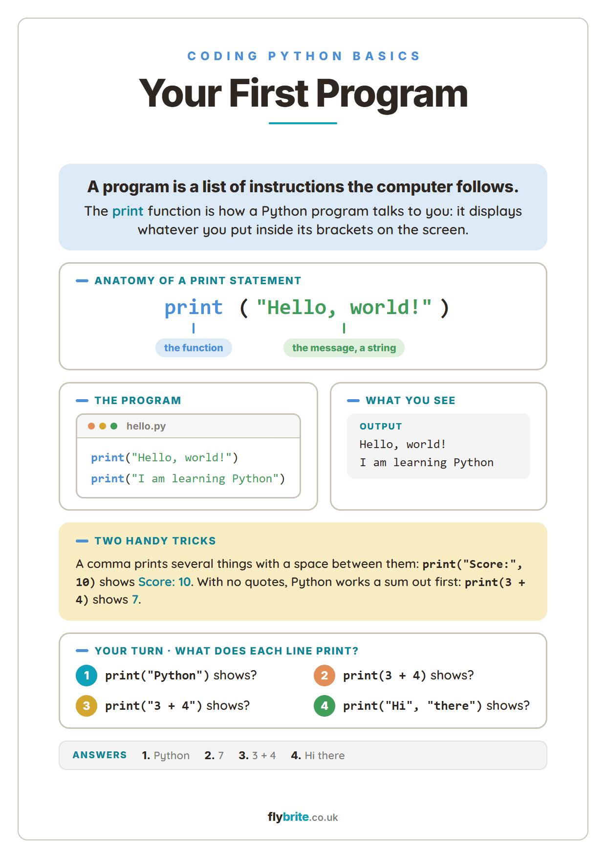 Your First Program printable preview
