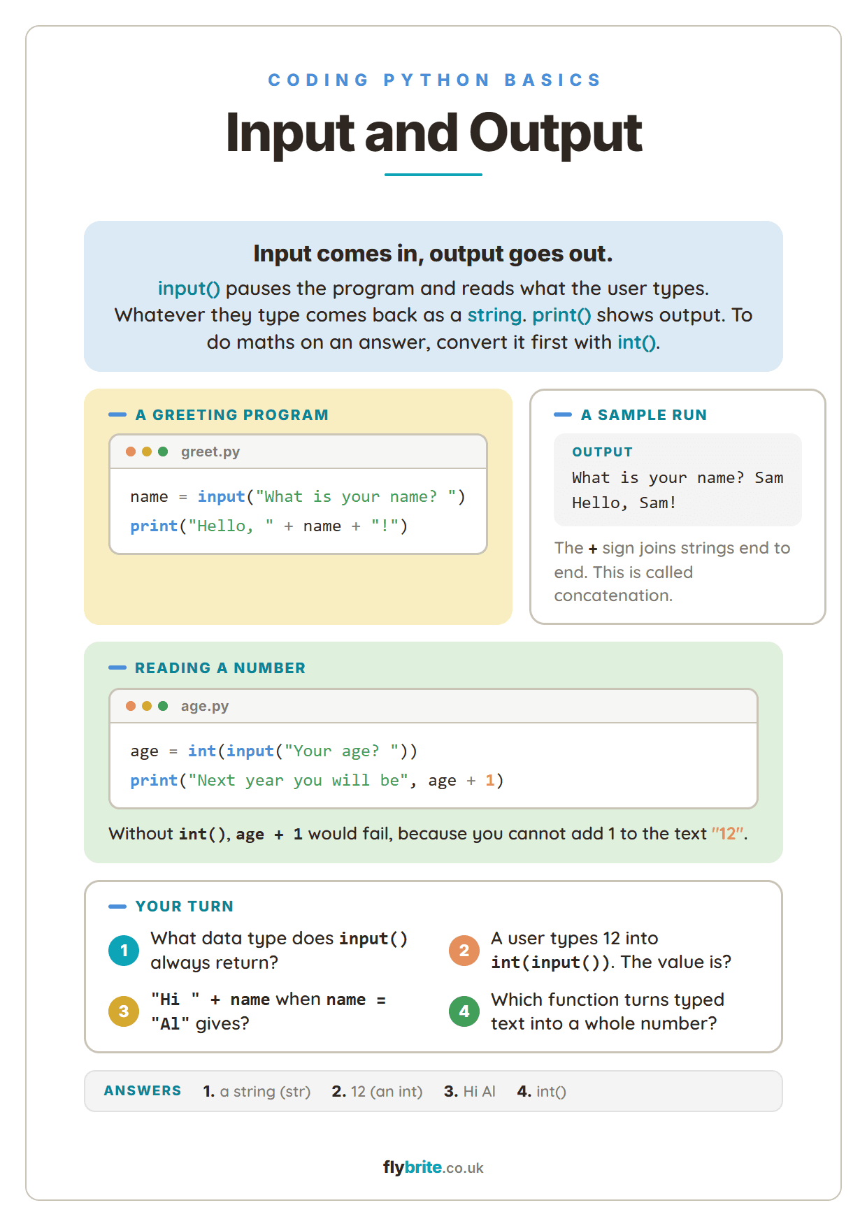 Input and Output printable preview